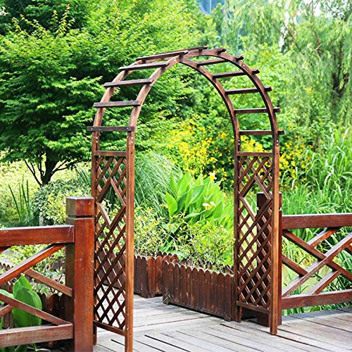Arche de jardin en bois avec portail, pergola robuste pour plantes grimpantes, assemblage facile, arche de plantes en plein air, pelouse et terrasse, 1,4 m de hauteur