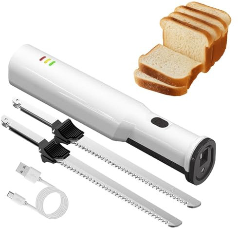 KYZTMHC Couteau à Viande Électrique, Couteau Électrique Rechargeable sans Fil, avec 2 Lames en Acier Inoxydable, Couteau à Trancher la Viande Rechargeable, pour Découper Efficacement la Viande