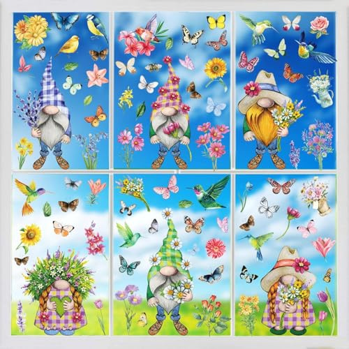 Blatt Zwerg Fensteraufkleber, Fensterbilder Frühling Selbstklebend, Fenstersticker für Schlafzimmer, Wohnzimmer, Fenster, Treppe, Vitrine, Heimdekorationen