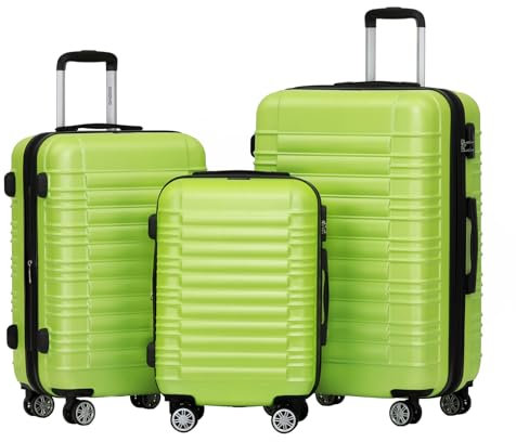 BEIBYE Reisekoffer 2088 Hartschalekoffer Gepäck Koffer Trolley Set, Kofferset in 14 Farben (Grün)