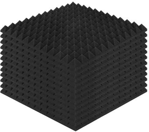 Giuneuow 12 Pack Pyramid Shape Soundproof Foam Sound Proof Padding Treatment Panel for Insulation