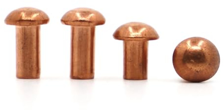 Aqxypas 1-50 Uds M1.5 M2.0 M2.5 M3 M4 M5 M6 M8 Remache de Cobre Cabeza Plana Remaches sólidos latón Medio Redondo Tapa de Remache sólido GB867(6mm)