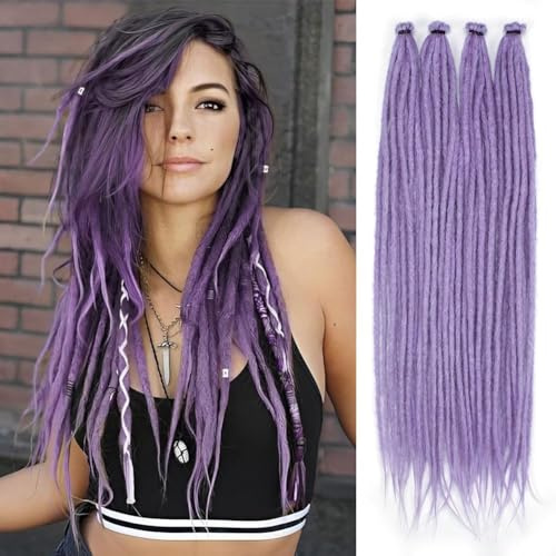Extension per Dreadlock da 24 pollici (61 cm), 20 ciocche, fatte a mano, capelli sintetici all'uncinetto per trecce, 0,6 cm, stile hippie, lisci, a doppia estremità, Goddess Locs, capelli