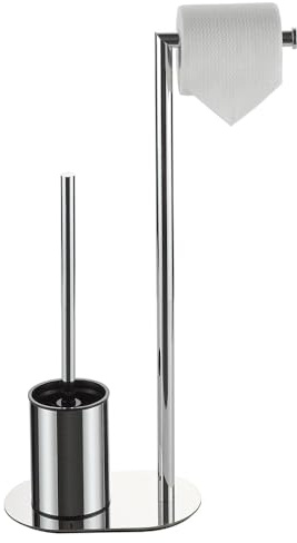 WC Garnitur Geburstetes Nickel, Edelstahl WC Garnitur mit Toilettenpapierhalter, Klopapierhalter mit Klobürste Klorollenhalter stehend WC Bürstengarnitur