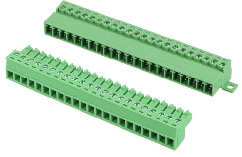 sourcing map Connettore per morsettiera a vite a 22 pin, passo 3,81 mm, maschio e femmina, terminale a vite per montaggio su PCB 300 V 8 A, connettore verde per progetti elettronici domestici