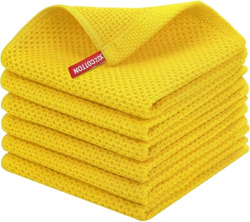 BW&HM Baumwolltücher Spültücher Baumwolle Spüllappen Putzlappen Spültuch Baumwolle Gut Saugfähig für Haushalt Küche Geschirr 6er Set 33x33 cm Gelb