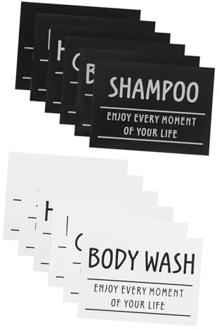 UTHCLO 12Pièces Lot de Étiquettes Autocollantes Imperméables pour Bouteilles de Salle de Bain Étiquettes Réutilisables pour Lotion et Organiser Bocaux et Flacons Verre