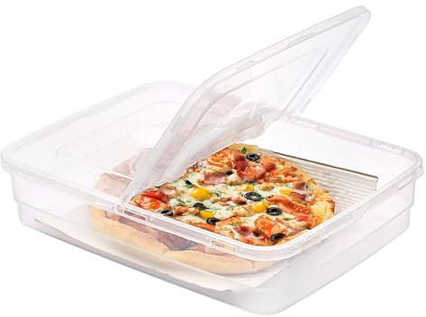 GWBPES Pizza Dough Tray, Pizza Dough Proofing Box Clear Plastic Proofing Box with Lid and Handle Rectangle Food Storage Containers for Eggs Vegetables and Fruits