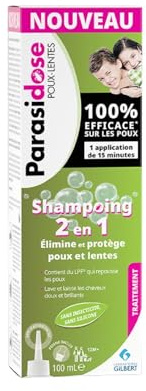 PARASIDOSE – Shampooing Anti-Poux & Lentes 2-en-1, Application Pratique avec Peigne (100mL) - Vendu par unité