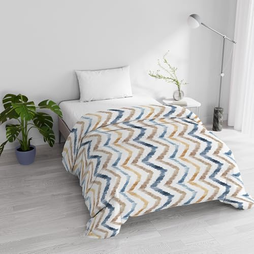 Trapunta Invernale Imbottita Letto Singolo 160x245cm DoubleFace BASIC fantasia HIPPY, Made in Italy - Piumino Reversibile in morbida Microfibra 200gr/mq - Piumone Lavabile in Lavatrice