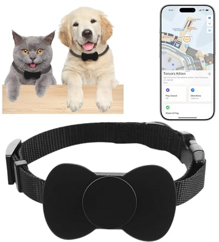 Cat GPS Tracker Collar, No Monthly Fee Waterproof Mini Pet Tracker for Small/Medium/Large Cats Dogs for iOS Only Adjustable 28-39cm Anti-Lost Tracker with 10+ Months Battery Life
