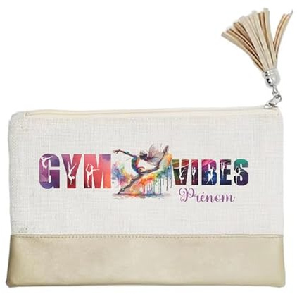 Pochette de Maquillage maniques Taperso Dore avec Motif Gym Vibes Personnalisable