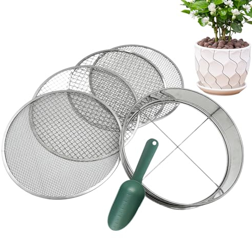 Tamiz de Tierra de jardín – Tamiz de abono de jardín Resistente, fácil de Instalar, tamiz de Acero Inoxidable de liberación rápida, tamiz de Tierra, para Grava, aserrín, vermicompost, Hierba, de