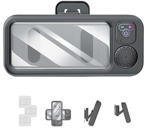Generisch Supporto doccia con altoparlante Bluetooth, supporto doccia impermeabile, angolo regolabile 40°-75° per tutti gli smartphone, controllo touch, montaggio a parete per specchio da bagno (nero)