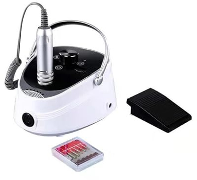 Nail Drill, Rechargeable Nail Drill Machine,35000 RPM Nail Gel Polisher,Portable Nail Drill for Manicure Milling Machine Professional Nail Tools,Bianco-A