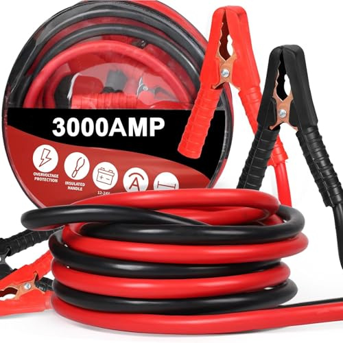 Starthilfekabel Überbrückungskabel 5m 3000A 30mm² Benzin und Dieselmotoren 12/24 Volt für Motorrad & LKW Starterkabel Kupferbeschichteten Aluminiumkabeln Starterkabel Jumper Kabel