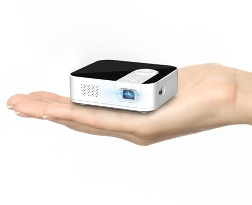 Proiettore tascabile ultra mini Pico, proiettore portatile DLP LED 1080P, batteria ricaricabile integrata e altoparlante, micro proiettore wireless con WiFi e Bluetooth, compatibile con telefono/pad