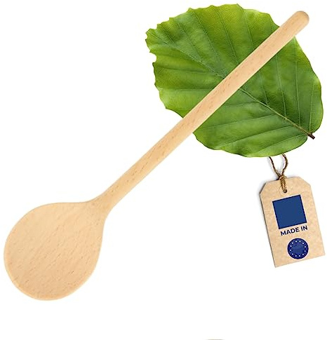 HOFMEISTER® Kochlöffel Holz 20 cm - Rührlöffel aus Buche, Keine Kratzer in beschichteten Töpfen - hitzebeständig und formstabil, handgefertigt in der EU (rund, 1 Stück)