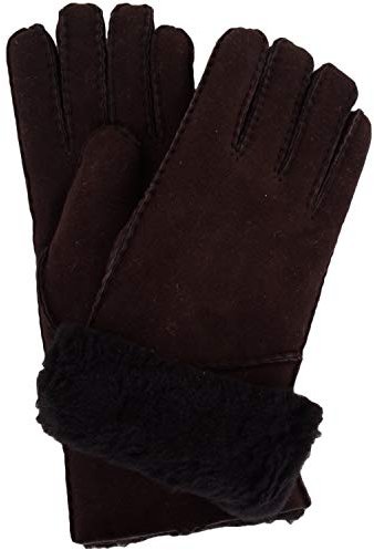 Snugrugs Damen-Luxus-Lammfell Handschuhe mit Falten Stulpe. Kaffee Braun (Size: Medium)