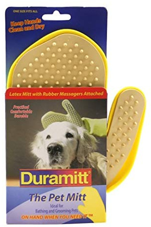 Duramitt Fellpflege, Pflege- Waschhandschuh für Katzen, Hunde, Kleintiere aus Latex mit Massage Noppen US Patent