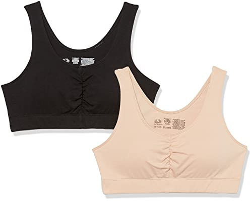 Fruit of the Loom Sportbehå, 2-pack, med rynkad framsida och avtagbara vadderingar för anpassningsbart stöd, 80