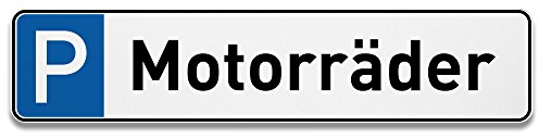 printplanet® Parkplatzschild Motorräder - Schild aus 5 mm PVC Kunststoff - Größe 520 mm x 115 mm