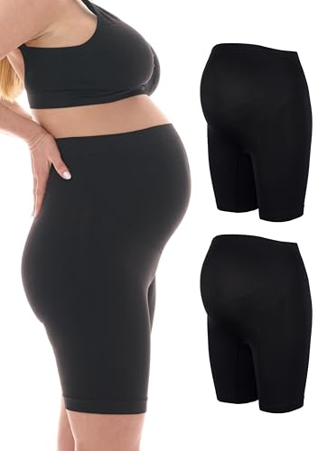 Herzmutter Culotte Maternité - Panty-Culotte Grossesse - Anti Frottement Cuisse - sous-vêtements Maternité - sous Robe - Shorty Grossesse - sans Couture - OekoTex100-5520 (L/XL, Noir, 2X)