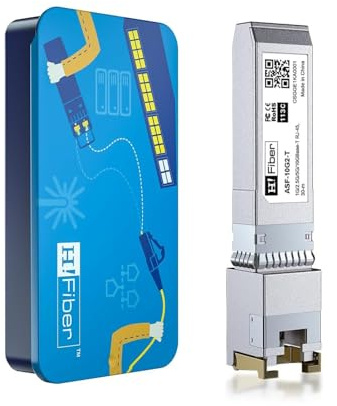 HiFiber 1 Stück 1.25/2.5/5/10G SFP+ RJ45 CAT.6a/7 Kupfer Transceiver Modul | 30 Meter,Auto-Negotiation,Kompatibel mit Cisco,Ubiquiti Unifi,MikroTik,Netgear,TP-Link,D-Link und andere Offene MSA-Switches