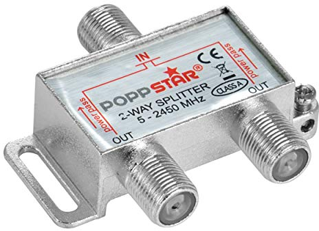 Poppstar Sat-Verteiler Splitter Umschalter 2-Fach (analog/digital/BK/unicable/HD/4K tauglich) für TV, Satellit, Fernseher, Radio, LNB