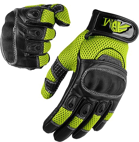 Prime läder damer full finger sommar säsong cykling pekskärm läderhandske för motorcykel motocross motorcykel ridning knogrskydd andas racinghandskar 9001 dam färgalternativ modell M 9001 Flouroscent LDY