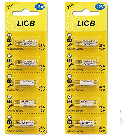LiCB - 10 batterie alcaline da 27 A, 12 V: V27A, LR27A, MN27, ,A27