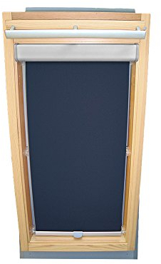 Rollo für VELUX Dachfenster THERMO Alu-Rückseite Abdunkelung Komfort Premium für TYP VL Y/VU Y/VKU - Y85 - Farbe Blau - BLENDE + Haltekrallen - KLICK Montage