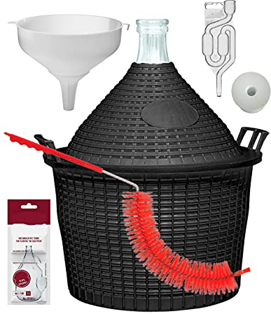 lilawelt24 20L WEINSET GLASBALLON GÄRBALLON WEINBALLON Trichter Ballonbürste Gärröhrchen