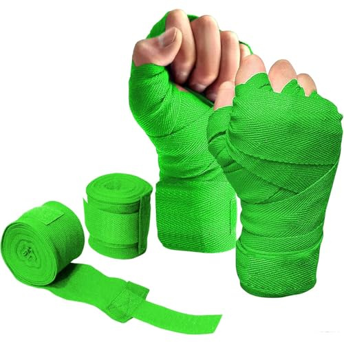 YNR Bandages de boxe MMA – Gants intérieurs, bandages de boxe courts pour hommes, femmes et enfants, sangles de soutien du poignet, bandages de boxe et de gants | (vert)