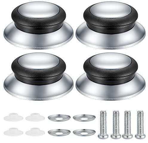 4 Pcs Pot Lid Knobs, Universal Pot Lid Handle Covers, Heat Resistant Kitchen Cookware Pan Cover Hand Grip Replacement Knobs Handles for Frying Pan Saucepan Handles