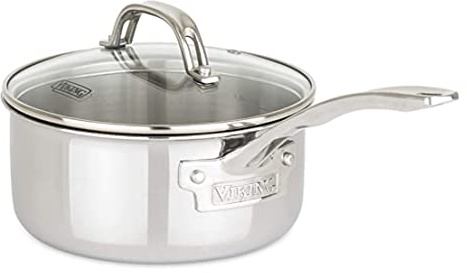 Viking 3-Ply Stainless Steel Sauce Pan with Glass Lid, 1.5 Quart