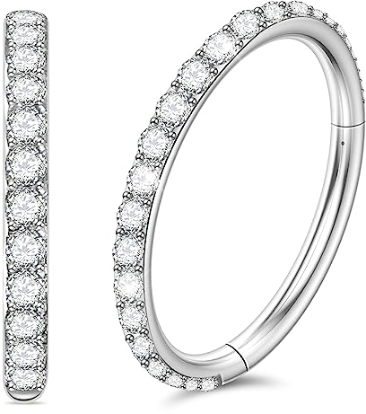 Nasenpiercing Ring 316L Chirurgenstahl,Septum Piercing Nasenring Silber 16g 6mm,Conch Piercing Ring Silber Daith Piercing Ohr Nostril Piercing Ring,Helix Piercings Silber mit Zirkonia Körperschmuck