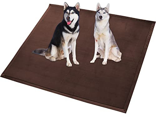 Extra große Hundebettmatte, XXL-Hundematte, weicher Korallen-Samt, rutschfest, waschbar, für Katzen, Anti-Angst-Hundekissen (120 x 90 cm, Braun)