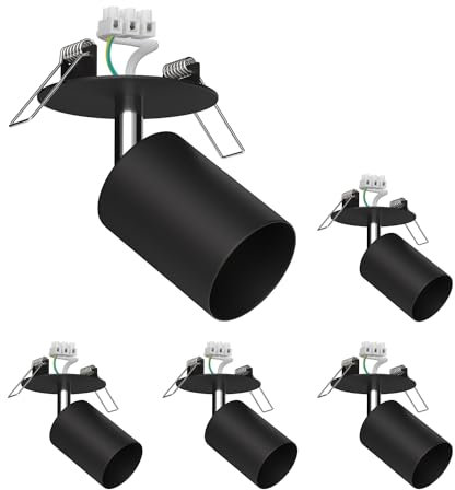 ledscom.de 5 Stück Deckeneinbauleuchte WAIKA, schwenkbar, schwarz matt, rund, 80mm Ø, 1x GU10 max. 15W