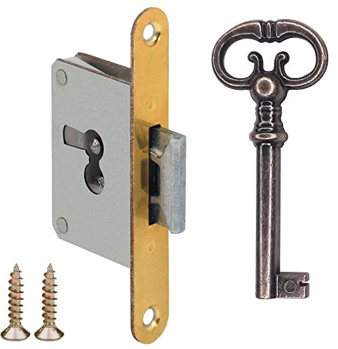 cyclingcolors Serrure à mortaiser clé remplacement meuble ancien décoration rustique armoire vintage, gauche