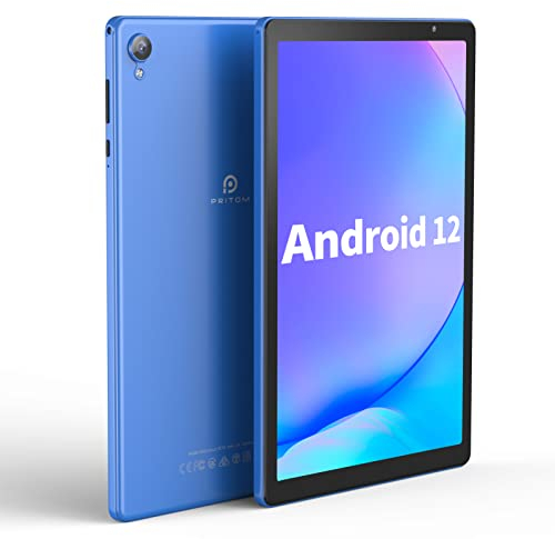 PRITOM 10 Inch Android 12 Tablet, 6000 Mah, 32 GB ROM, Expandable to 512 GB, Quad Core Processor, 10 Inch, HD IPS Screen, Camera, Wi-Fi, Bluetooth, PC (Blue)