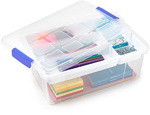 Acan Tradineur - Caja de plástico transparente con tapa Nº 31, incluye bandeja, cajón de almacenaje, ordenación, almacenamiento, fabricada en España, 9 litros, 37 x 26 x 14 cm