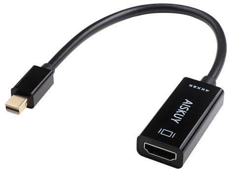 AISKUY Mini Displayport to HDMI Adapter, 4k Mini DP(Thunderbolt 2) Male to HDMI Female Converter for MacBook Air/Pro, Surface, ThinkPad, Monitor, Projector.