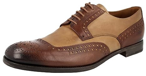 Prada Men's 2EF020 Brown Full Brogue Leather Business Shoes UK 7.5 / EU 41.5