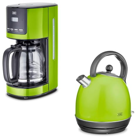 KHG Frühstücksset limegrün mit Wasserkocher und Kaffeemaschine, Display | Kesselkocher mit 1,7 L, 360° Sockel, Kalkfilter, Kontrollleuchte und Abschaltung plus 12-Tassen-Bereiter im Alltag