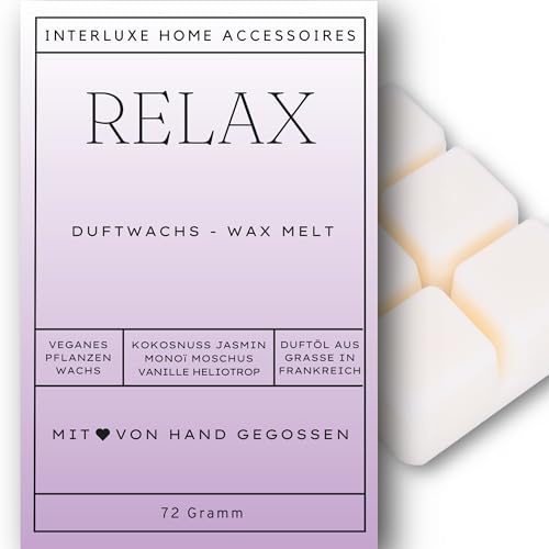 Interluxe Duftmelt Wachsmelt Duftwachs Relax angenehm duftend Waxmelt 100% pflanzlich Duftwachswürfel Wachs mit Duftöl Melts