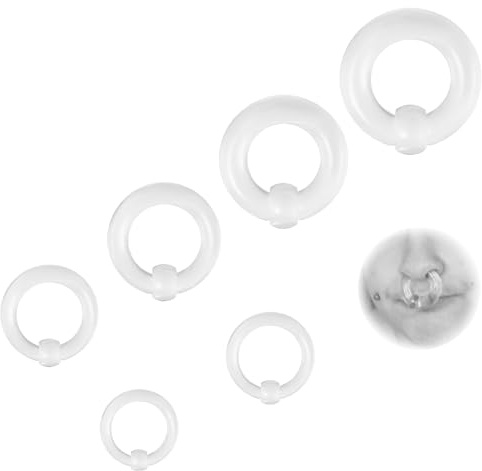 ZS 6 st pärlringar med fångande våraction BCR kulringar, 12 G - 0 G PA-ring, akryl näsa septumringar töjbar piercad kroppssmycken för män kvinnor, Akryl Plast, Ingen ädelsten