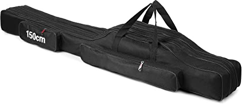 Funien 3-lagige Angelruten-Tasche, tragbar, faltbar, Angelruten-Tragetasche, Angelrolle, Angelgerät, Aufbewahrungstasche,Angeltasche