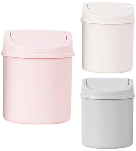 Amesor 3 Pattumiera Con Coperchio, Pattumiera Da Tavolo, Cestino Da Scrivania, Bidone Spazzatura, Scatole Portatili, Piccole Scatole Per Casa, Ufficio, Soggiorno, Ufficio, 16,5×13 CM