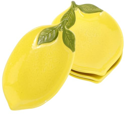 MAGICLULU Lemon Shaped Ceramic Serving Bowl 5.91X4.13X0.79In Small Fruit Salad Dessert Bowl Set of 4 Kitchen Tableware Easy Clean